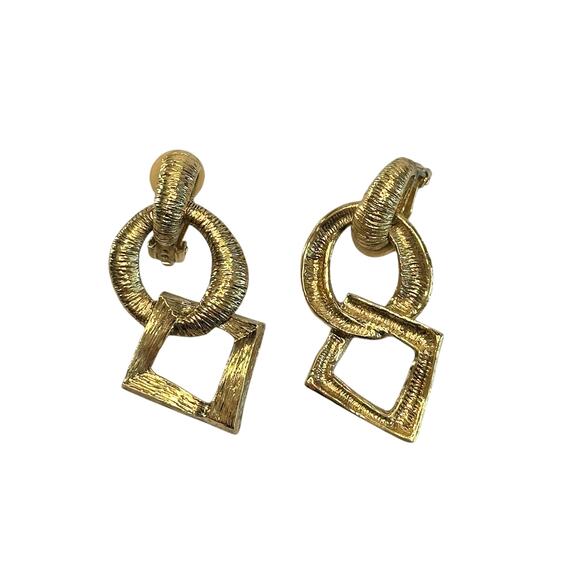 Yves Saint Laurent YSL Vintage Geometric Dangle Earrings - Picture 12 of 12